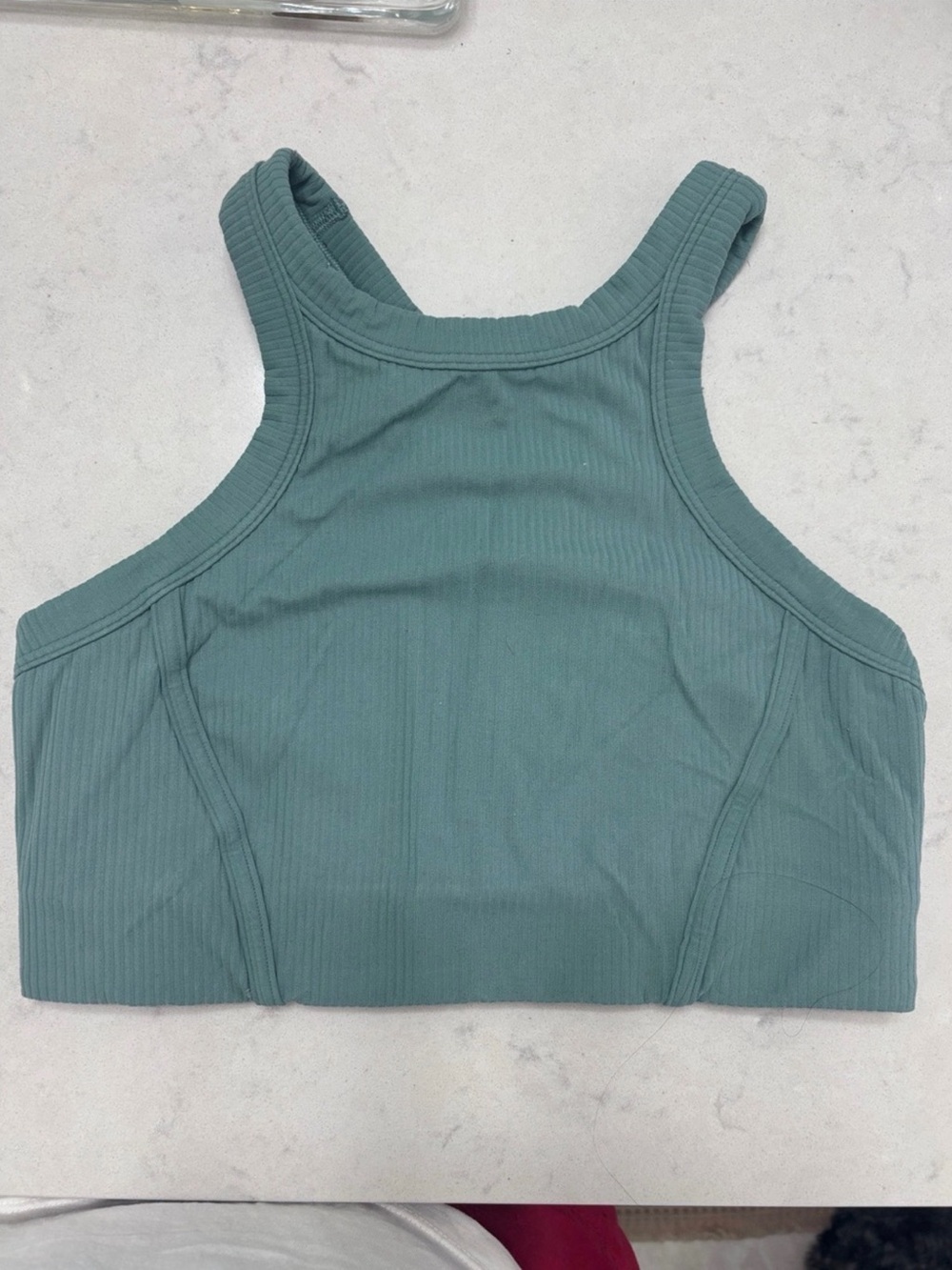 Lululemon Ribbed High Neck Longline Sports Bra Teal Green 8